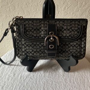 Coach Black and Gray Signature Wristlet